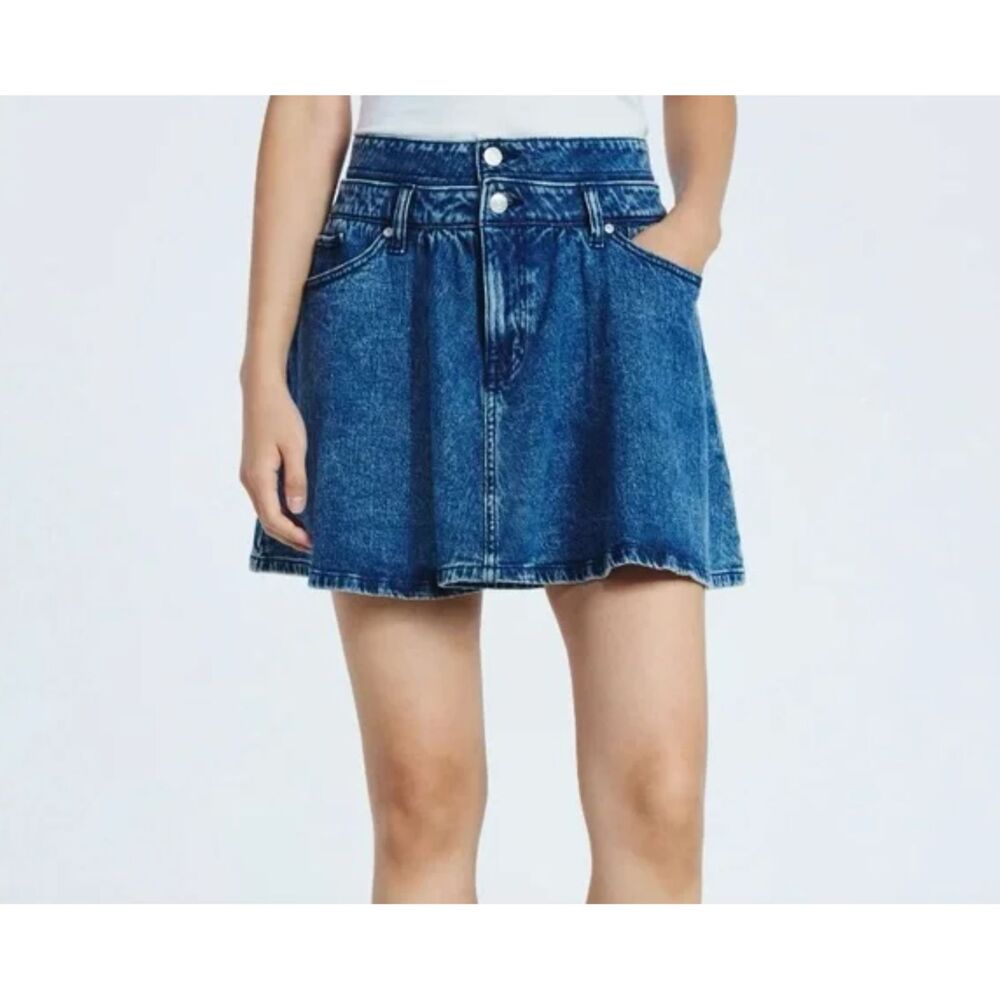 NWT Scoop A-Line Jean Skirt Classic Blue Denim Rare Size 14 High Waisted Classic